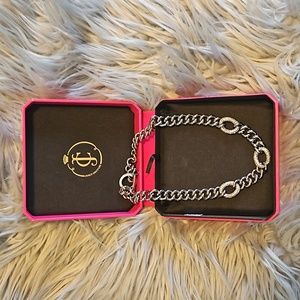 NIB JUICY COUTURE N-PAVE LINK NECKLACE SILVER